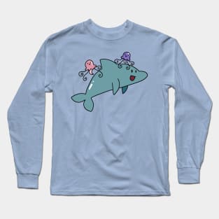 Dolphin with Jellyfish Friends Long Sleeve T-Shirt